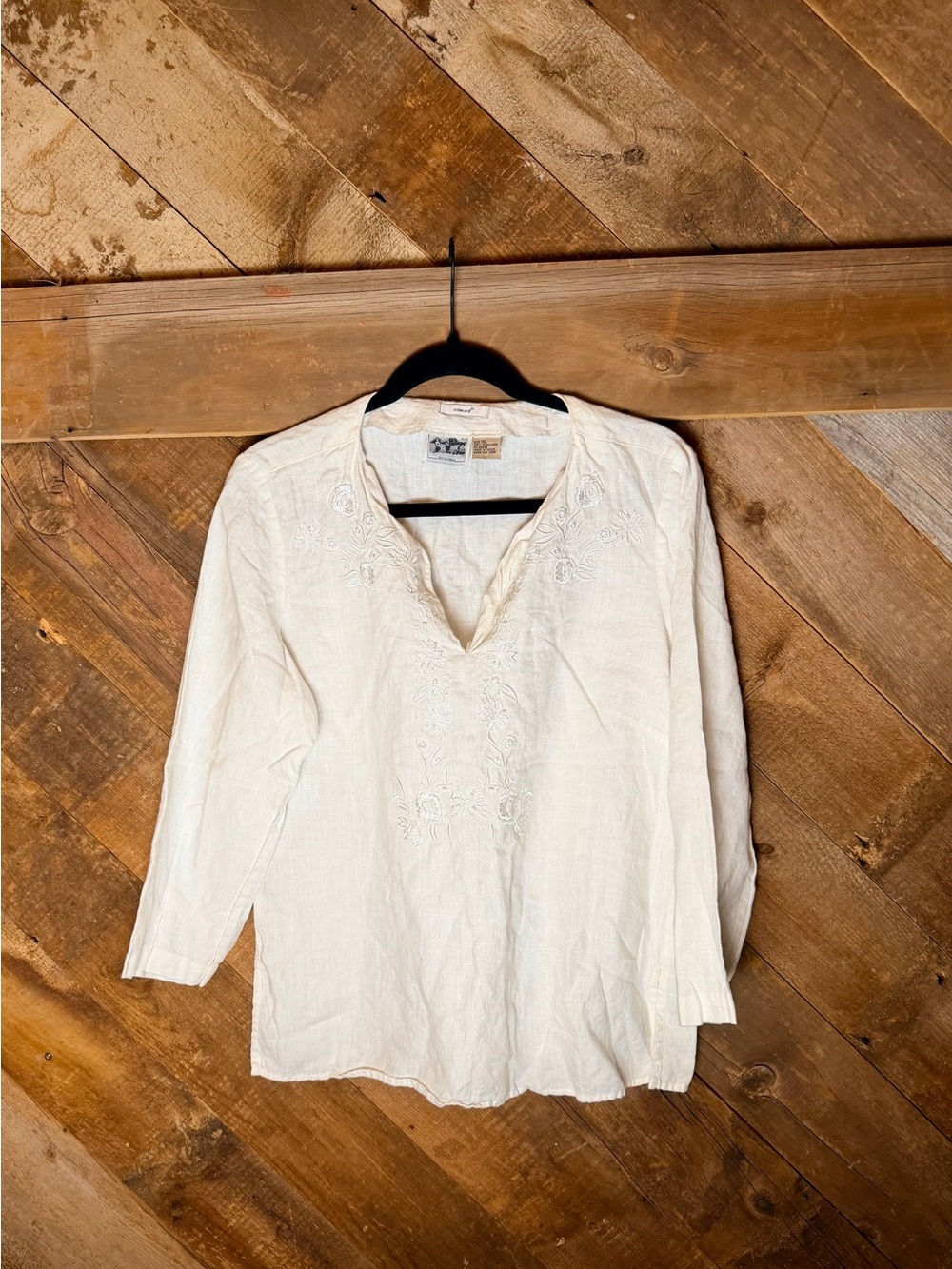 Edward 100% Irish Linen Embroidered Tunic Shirt Size XL